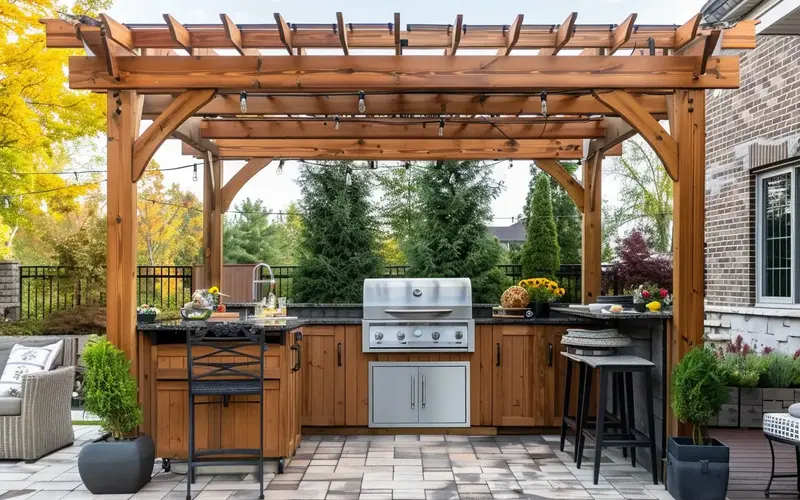 Cedar Pergola & Outdoor Kitchen